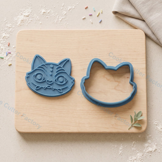 Derpy Tiger Face Cookie Cutter and Embosser Stamp - Chibi Companion Design