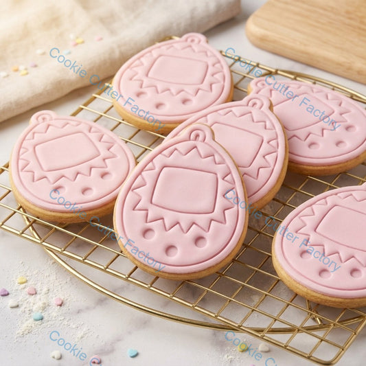 Digital Pet Device Cookie Cutter and Embosser Stamp - Retro Gaming Baking Tool