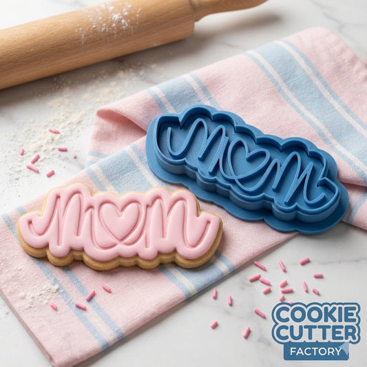 MUM Heart Calligraphy Cookie Cutter and Embosser Set – Mother's Day Collection
