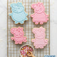 Friendly Pig Family Cookie Cutter and Embosser Set – 4 Piece Cartoon Animal Baking Tools