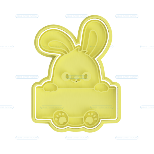 Bunny with Sign Cookie Cutter and Stamp Embosser BWS015