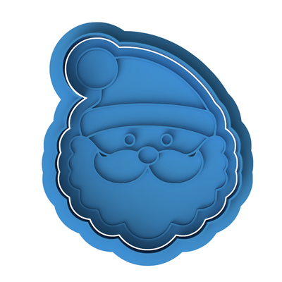 Cute Santa Claus Face Cookie Cutter and Embosser | Christmas Santa Head Baking