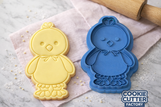 Cute Easter Chick with Bow Tie Cookie Cutter and Embosser Stamp | Spring Chicken, Farm Animal, Baby Shower