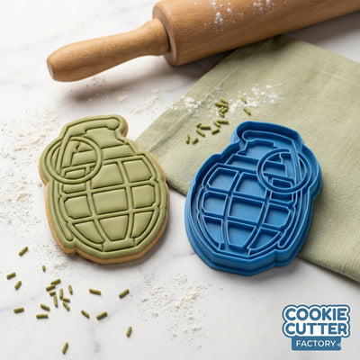 Hand Grenade Cookie Cutter and Embosser Set – Military Series