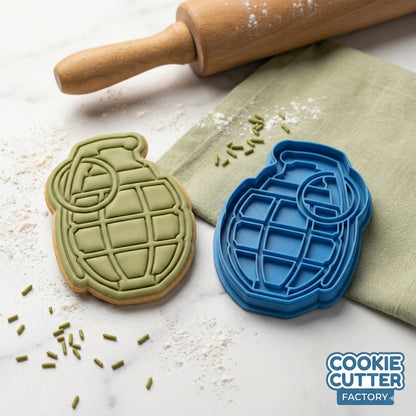 Hand Grenade Cookie Cutter and Embosser Set – Military Series