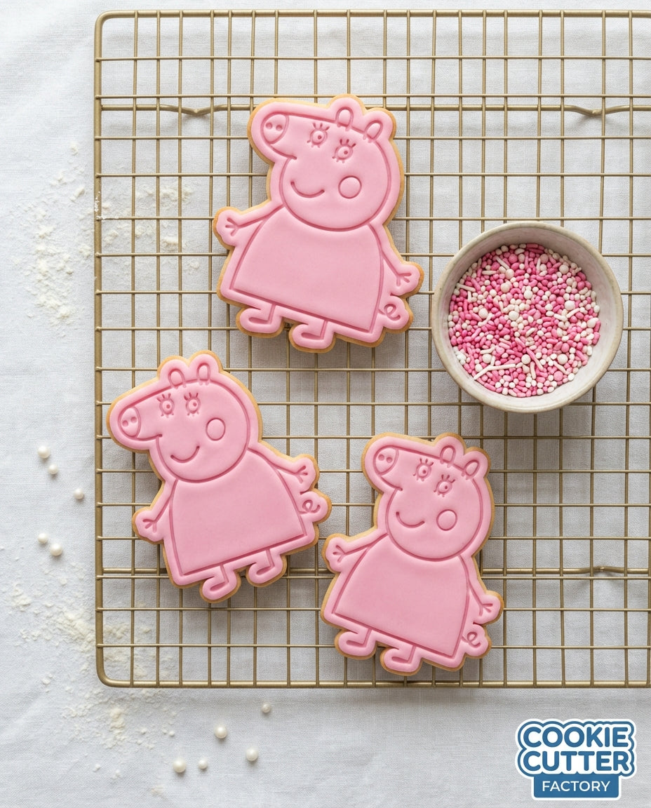 Gentle Pig Mother Cookie Cutter and Embosser Set – Cartoon Family Baking Tool