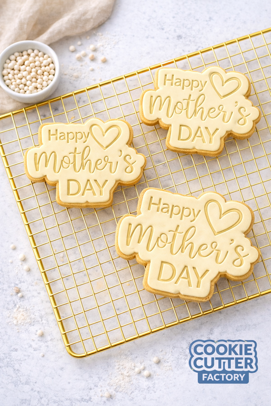 Happy Mother's Day Heart Cookie Cutter and Embosser Set – Motherhood Celebration Baking Tool