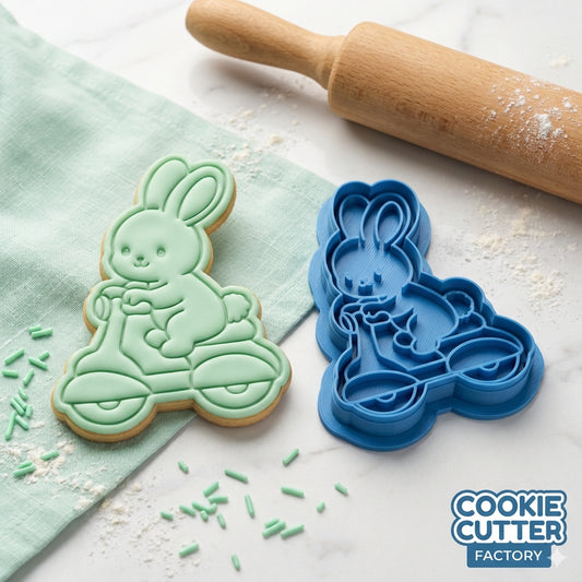 Bunny on Scooter Cookie Cutter and Embosser Set – Holiday Collection