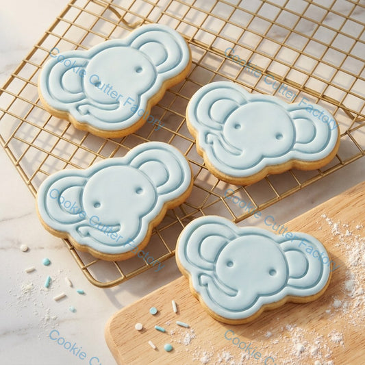 Elephant Face Cookie Cutter and Embosser Stamp - Safari Animal Baking Tool