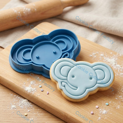 Elephant Face Cookie Cutter and Embosser Stamp - Safari Animal Baking Tool