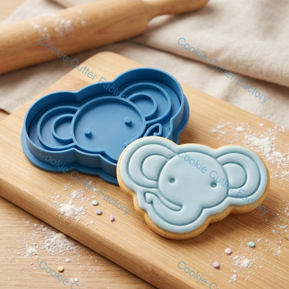 Elephant Face Cookie Cutter and Embosser Stamp - Safari Animal Baking Tool