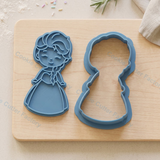 Elsa Princess Cookie Cutter and Embosser Stamp - Frozen Birthday Party Cookies