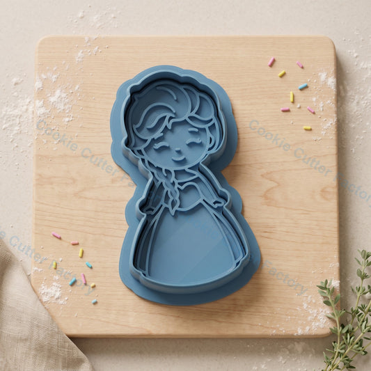 Elsa Princess Cookie Cutter and Embosser Stamp - Frozen Birthday Party Cookies