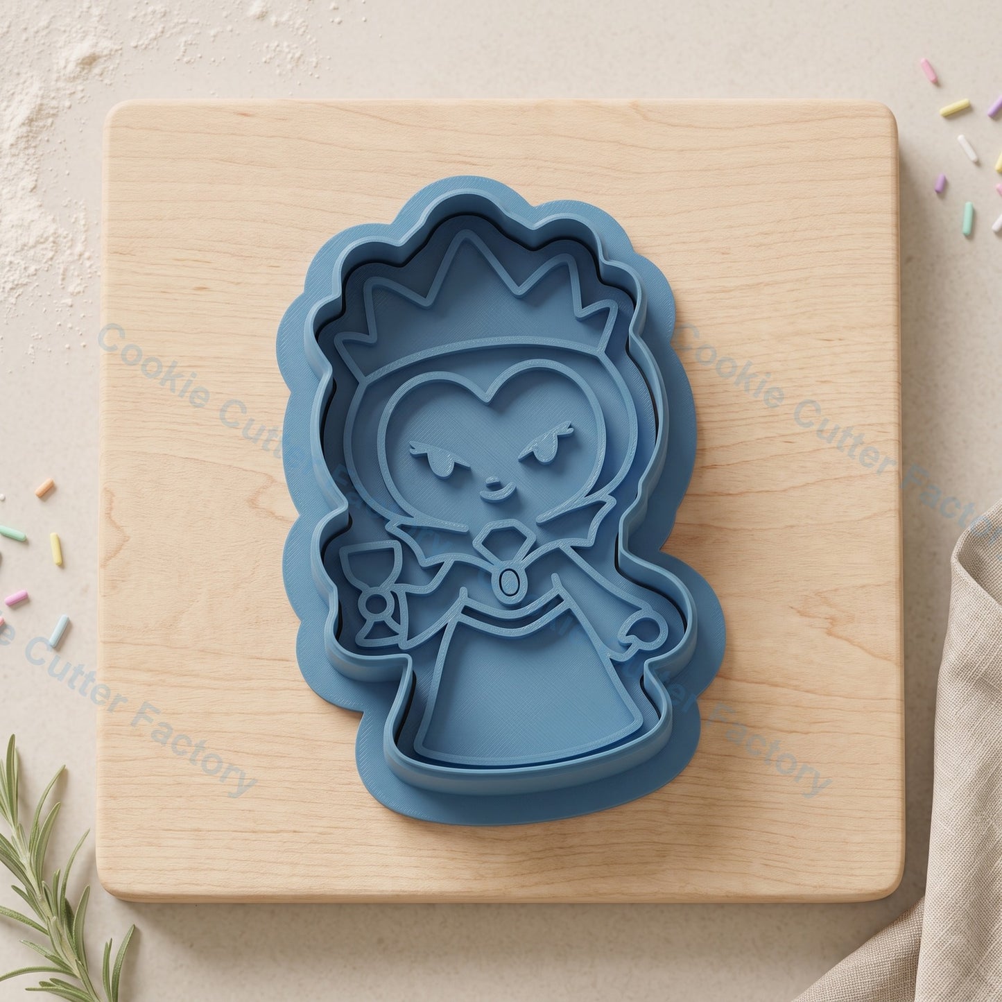 Evil Queen Grimhilde Cookie Cutter and Embosser Stamp - Fairy Tale Villain Cookies
