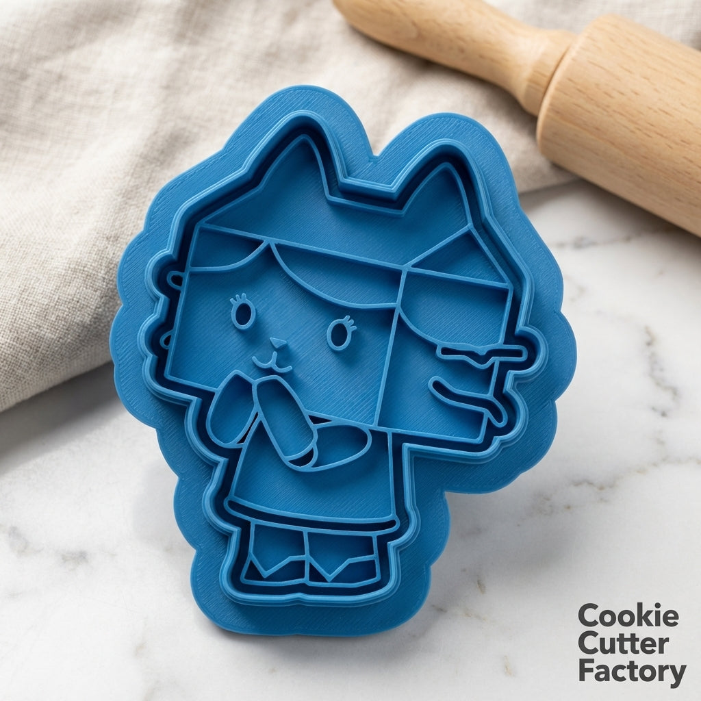 Cat Character Cookie Cutter & Embosser Stamps Set - Animated Adventure Theme  kids tv movie