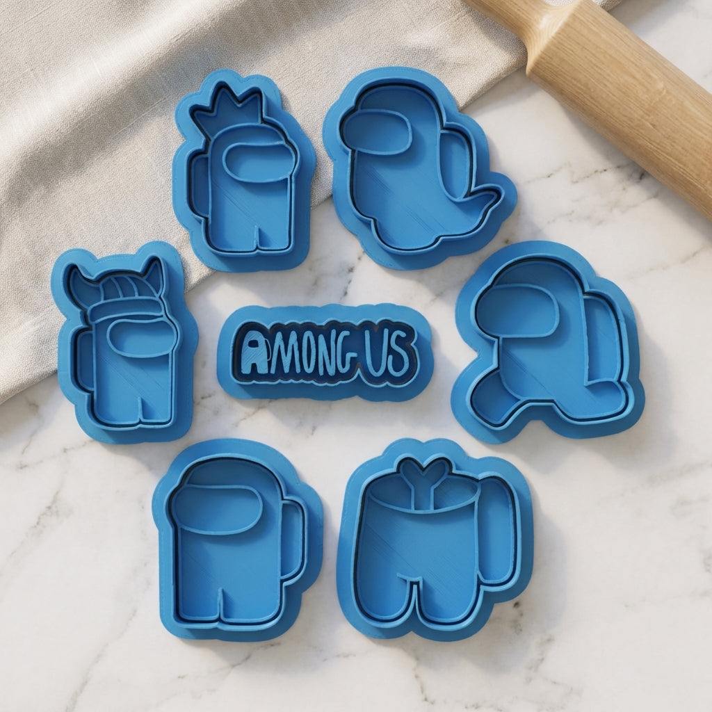 Space Crew Cookie Cutter and Embosser Stamp Set Gaming Kids TV