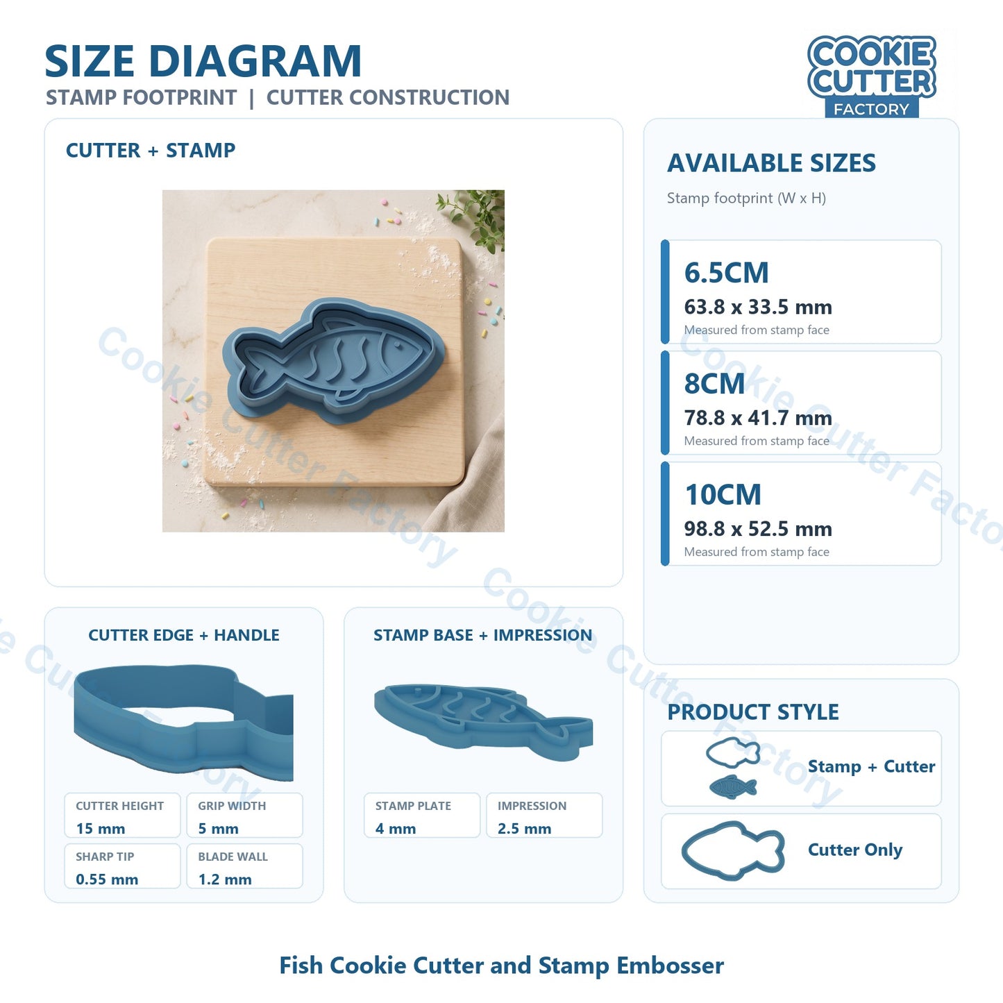Fish Cookie Cutter and Embosser Stamp - Ocean & Seafood Theme Cookies