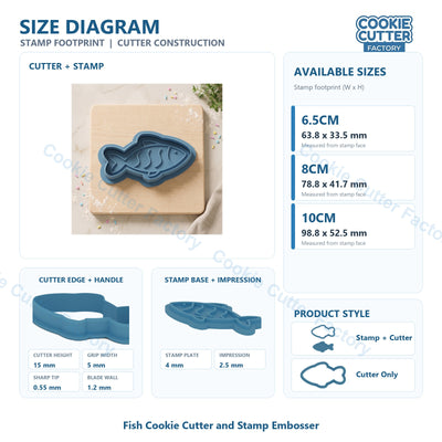 Fish Cookie Cutter and Embosser Stamp - Ocean & Seafood Theme Cookies