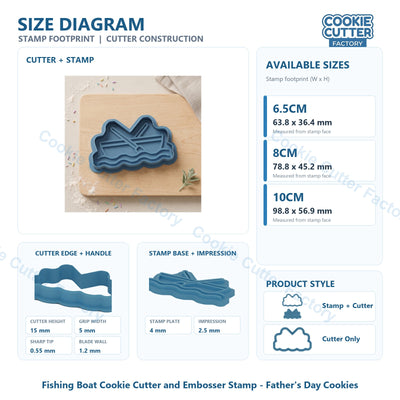 Fishing Boat Cookie Cutter and Embosser Stamp - Father's Day Cookies