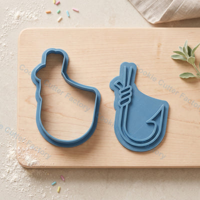 Fishing Hook with Rope Cookie Cutter and Embosser Stamp - Fishing Theme Cookies