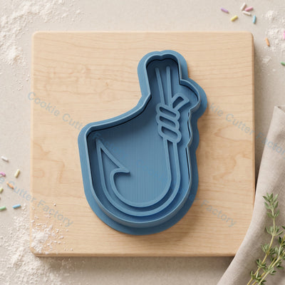 Fishing Hook with Rope Cookie Cutter and Embosser Stamp - Fishing Theme Cookies