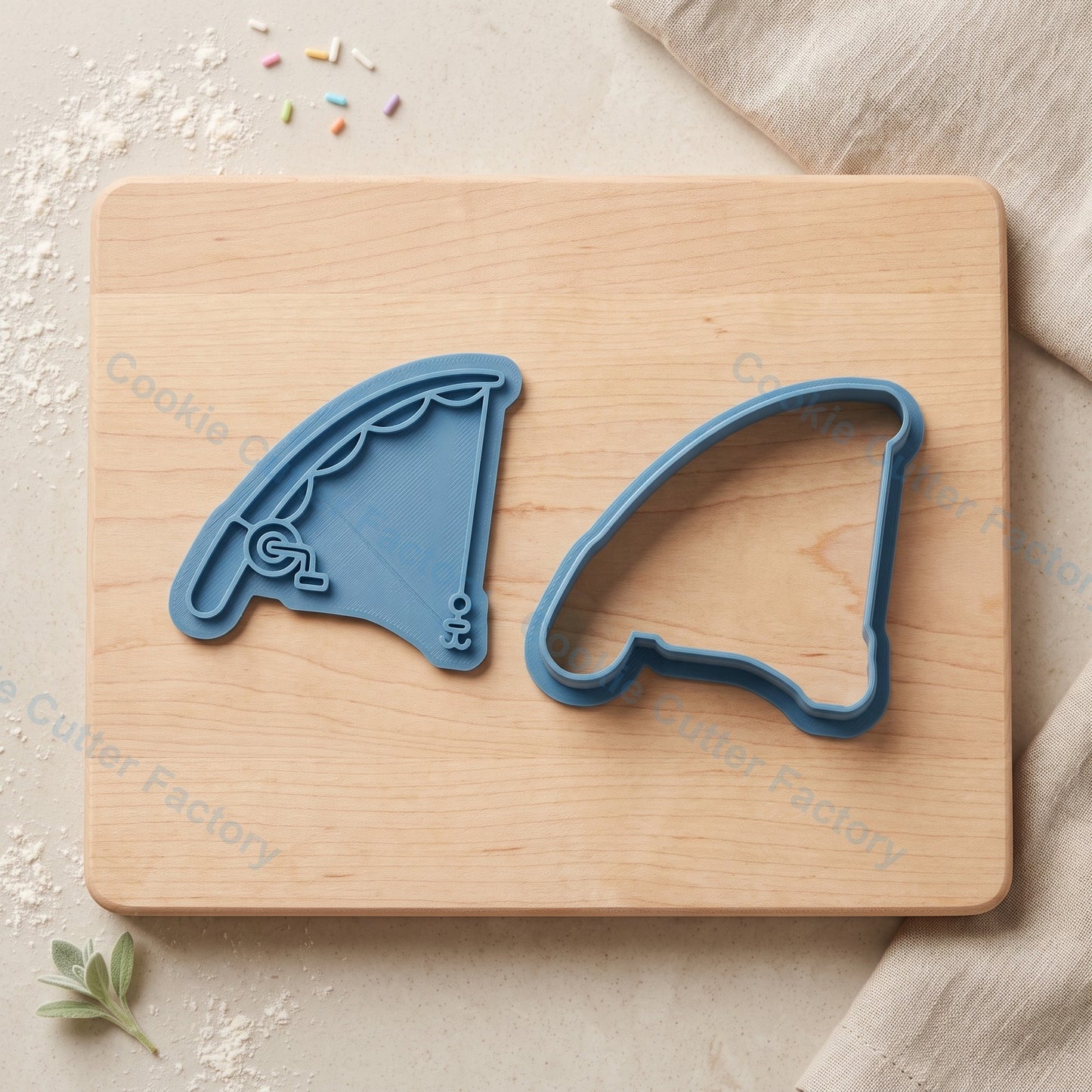Fishing Rod Cookie Cutter and Embosser Stamp - Fishing Party Cookies
