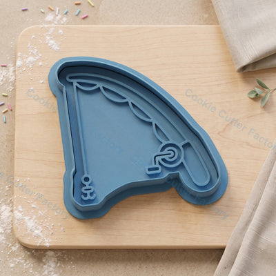 Fishing Rod Cookie Cutter and Embosser Stamp - Fishing Party Cookies