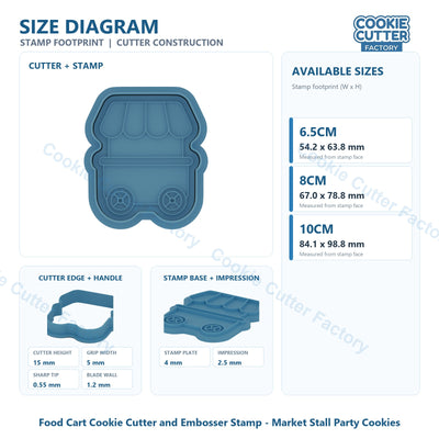 Food Cart Cookie Cutter and Embosser Stamp - Market Stall Party Cookies