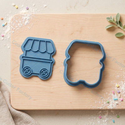 Food Cart Cookie Cutter and Embosser Stamp - Market Stall Party Cookies