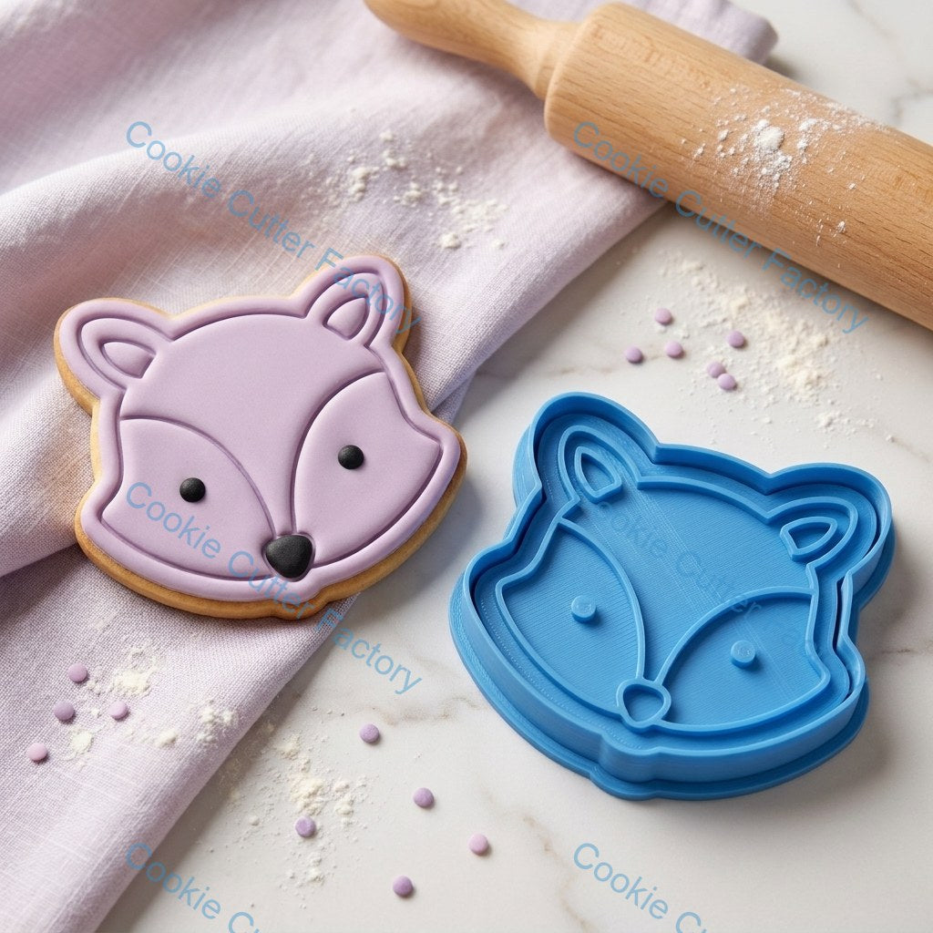 Fox Face Cookie Cutter and Stamp - Woodland Animal Baking Tool