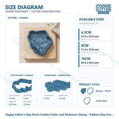 Happy Father's Day Cookie Cutter and Embosser Stamp - Fathers Day Cookies