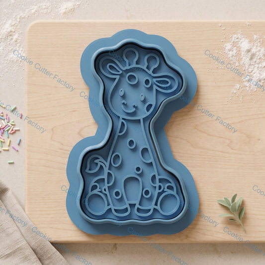 Sitting Baby Giraffe Cookie Cutter and Embosser Stamp Set