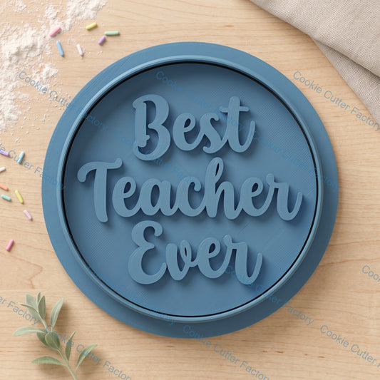 Best Teacher Ever Cookie Cutter and Embosser Stamp Set | Teacher Appreciation, School Gift, Back to School