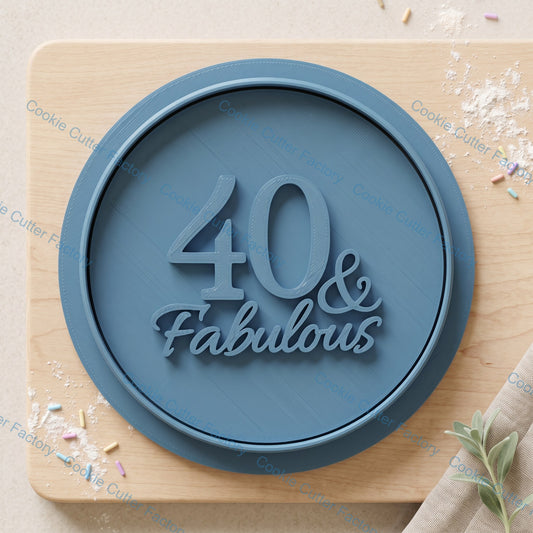 40th Birthday Cookie Cutter and Embosser Stamp Set | 40 and Fabulous, Milestone Birthday Party, Dessert Decorating