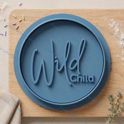 Wild Child Cookie Cutter and Embosser Stamp Set | Kids Birthday, Boho Baby Shower, Script Font
