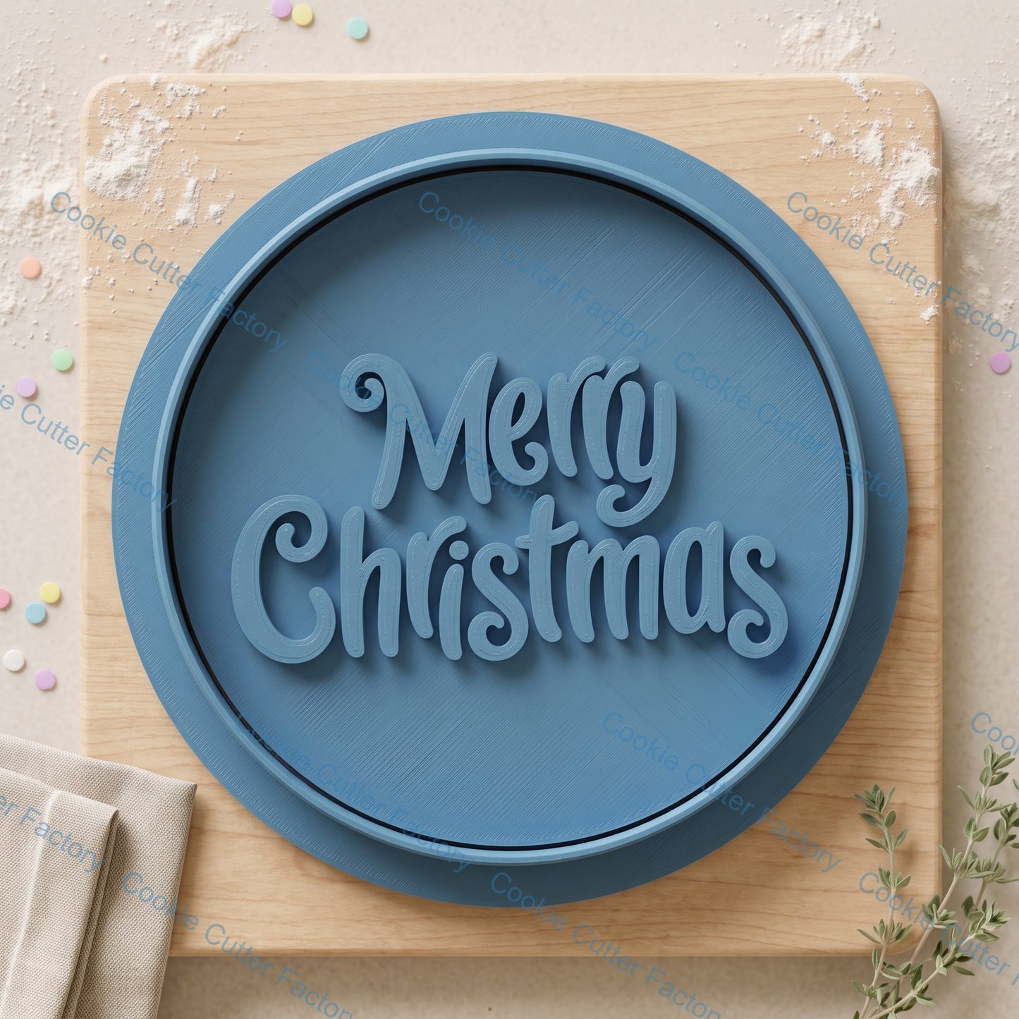 Merry Christmas Cookie Cutter and Embosser Stamp | Holiday Baking, Christmas Party, Festive Treats