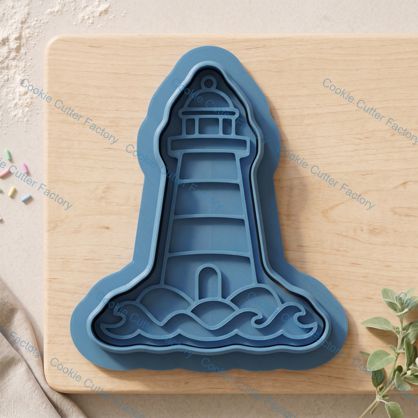 Lighthouse Cookie Cutter and Embosser Stamp Set | Coastal Beach, Ocean Waves, Nautical Decor
