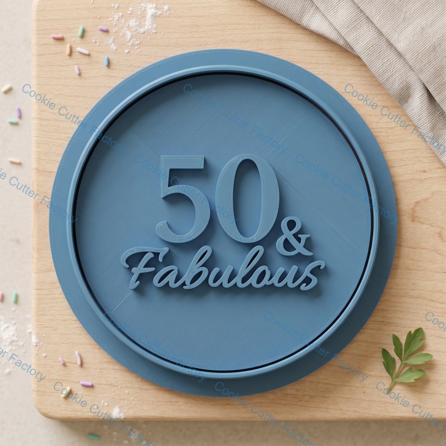 50 and Fabulous Cookie Cutter and Embosser Stamp Set | Milestone Birthday, Fifty Years, Party Treats