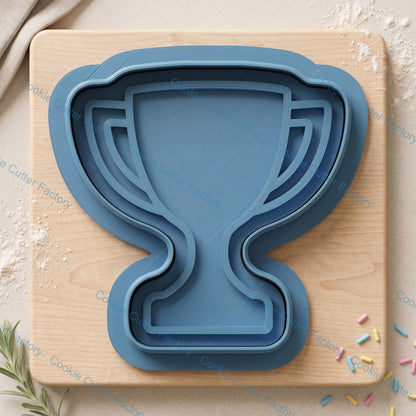 Trophy Cup Cookie Cutter and Embosser Stamp Set | Victory Party, Sports Championship, Winner Award