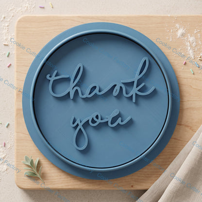 Thank You Circle Cookie Cutter and Embosser Stamp Set | Appreciation, Teacher Gift, Thank You Cookies