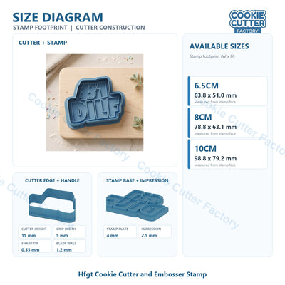 #1 DILF Text Cookie Cutter and Embosser Stamp - Adult Naughty Party Cookies