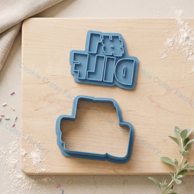#1 DILF Text Cookie Cutter and Embosser Stamp - Adult Naughty Party Cookies