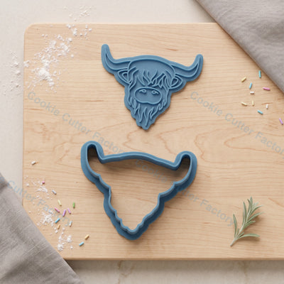 Highland Cow Face Cookie Cutter and Embosser Stamp