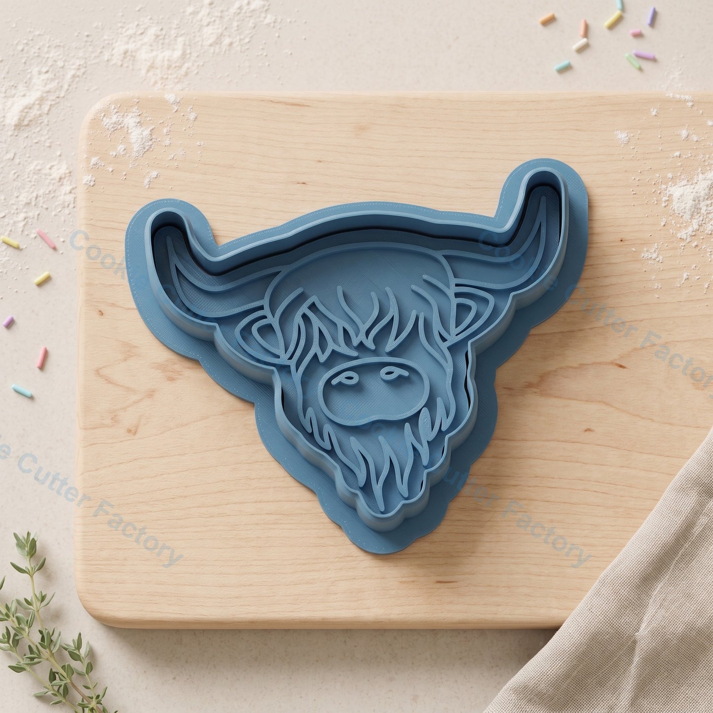 Highland Cow Face Cookie Cutter and Embosser Stamp