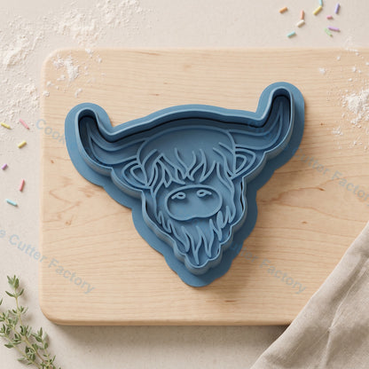 Highland Cow Face Cookie Cutter and Embosser Stamp