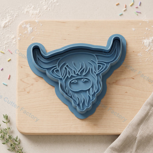 Highland Cow Face Cookie Cutter and Embosser Stamp