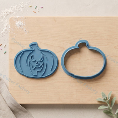 Jack-o'-lantern Pumpkin Cookie Cutter and Embosser Stamp - Halloween Party Cookies