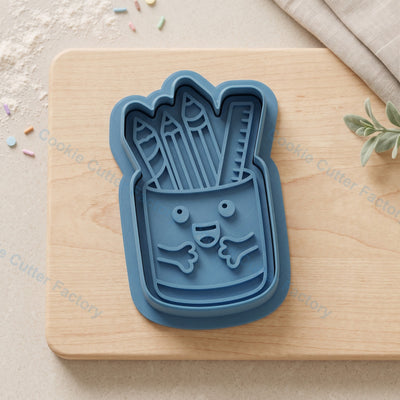Kawaii Pencil Holder Cookie Cutter and Embosser Stamp - School Stationery
