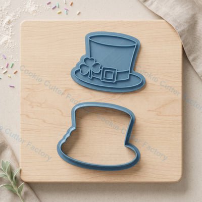 Leprechaun Hat with Shamrock Cookie Cutter and Embosser Stamp - St Patrick's Day