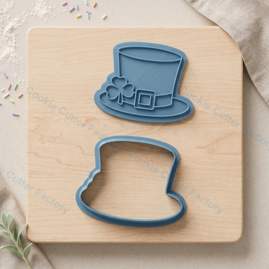 Leprechaun Hat with Shamrock Cookie Cutter and Embosser Stamp - St Patrick's Day